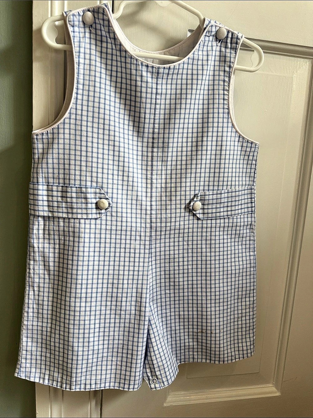 The Proper Peony Blue Gingham Romper 2T